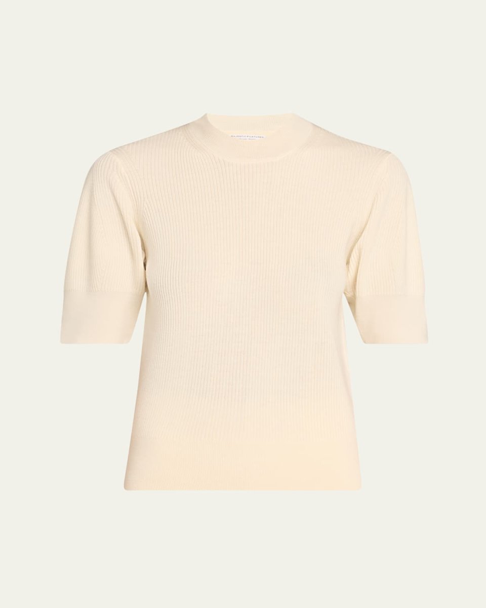 Ribbed Mock-Neck Wool Sweater